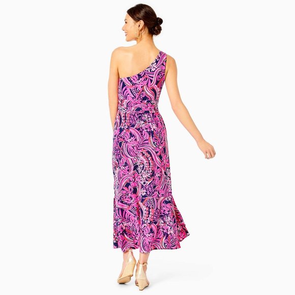 ✨2x HP✨Lilly Pulitzer Monico One-Shoulder Midi Dress NWT - Picture 2 of 11